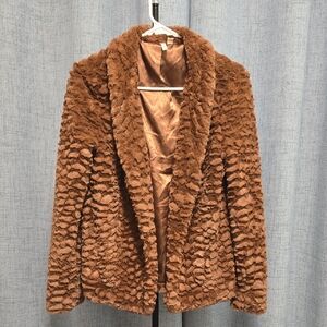 Frenchi  Snuggly, chic Tan Teddy Jacket Size small